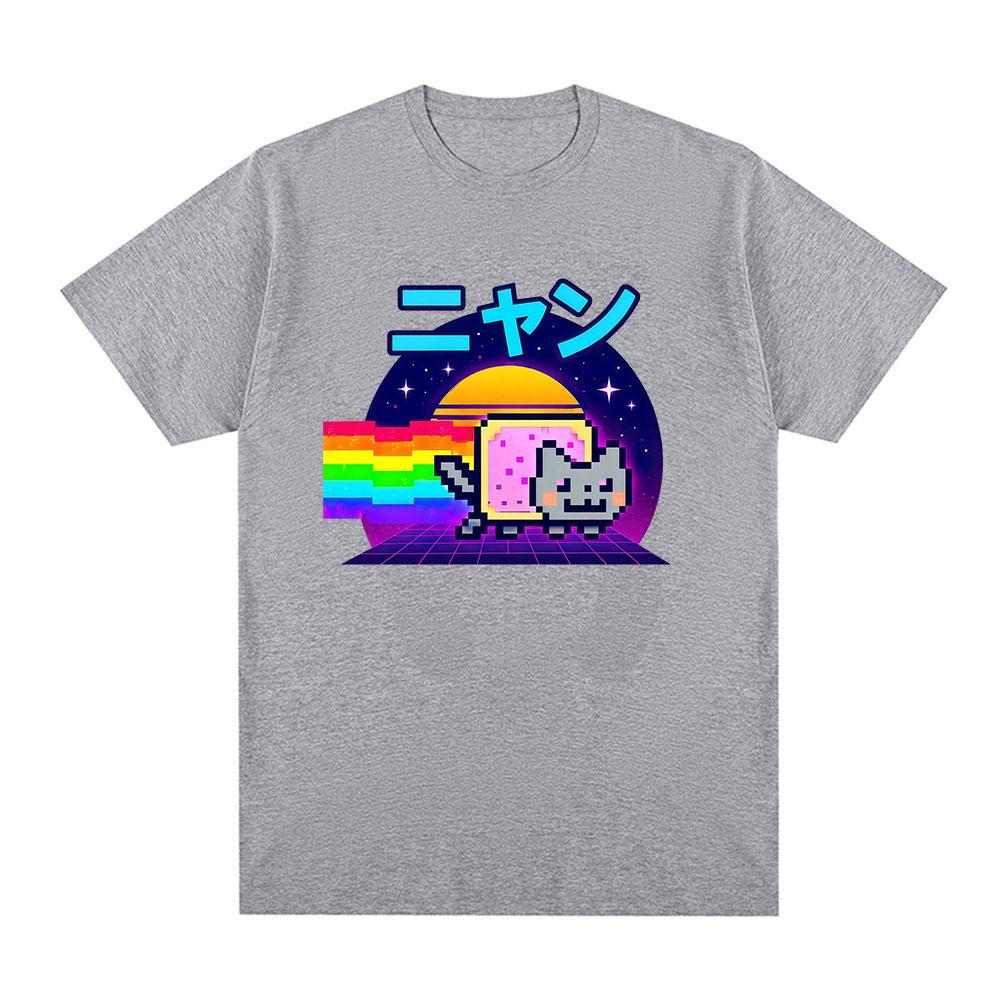Maglietta Unisex Divertente Meme Gatto Kawaii Nyan Abbigliamento Donna Moda Casual Magliette in Cotone Harajuku Girocollo Maniche Corte T-Shirt