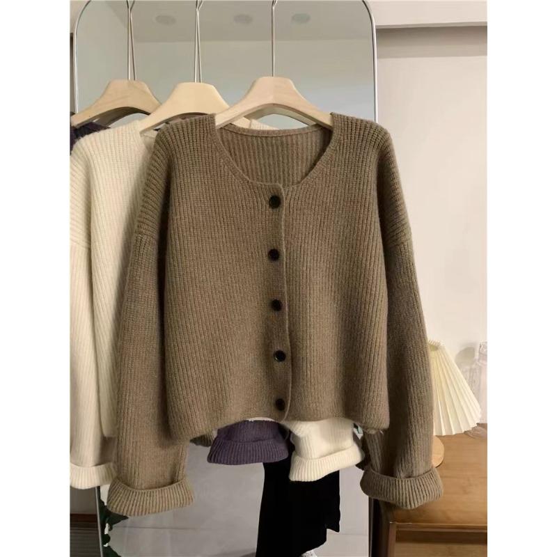 

Женский повседневный кардиган-свитер с круглым вырезом, весенний новый свободный трикотажный топ с длинными рукавами L