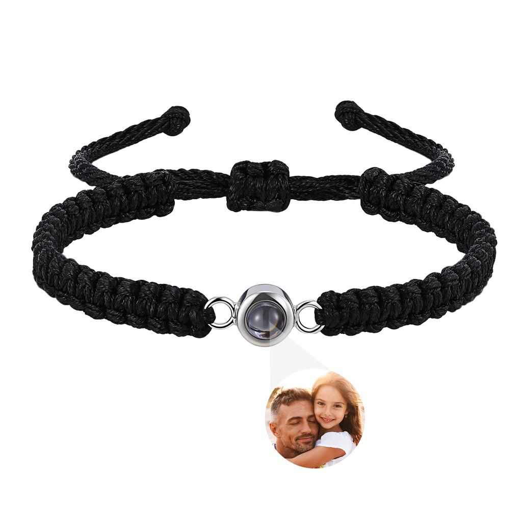 Custom Photo Projection Bracelet Hand Woven Rope Chain Personalized Photo Projection Bracelet Couple Family Pictures Bracelet
