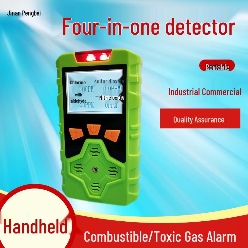 4-in-1 Portable Gas Detector: Oxygen, Carbon Monoxide, Hydrogen Sulfide, Ammonia, Chlorine.