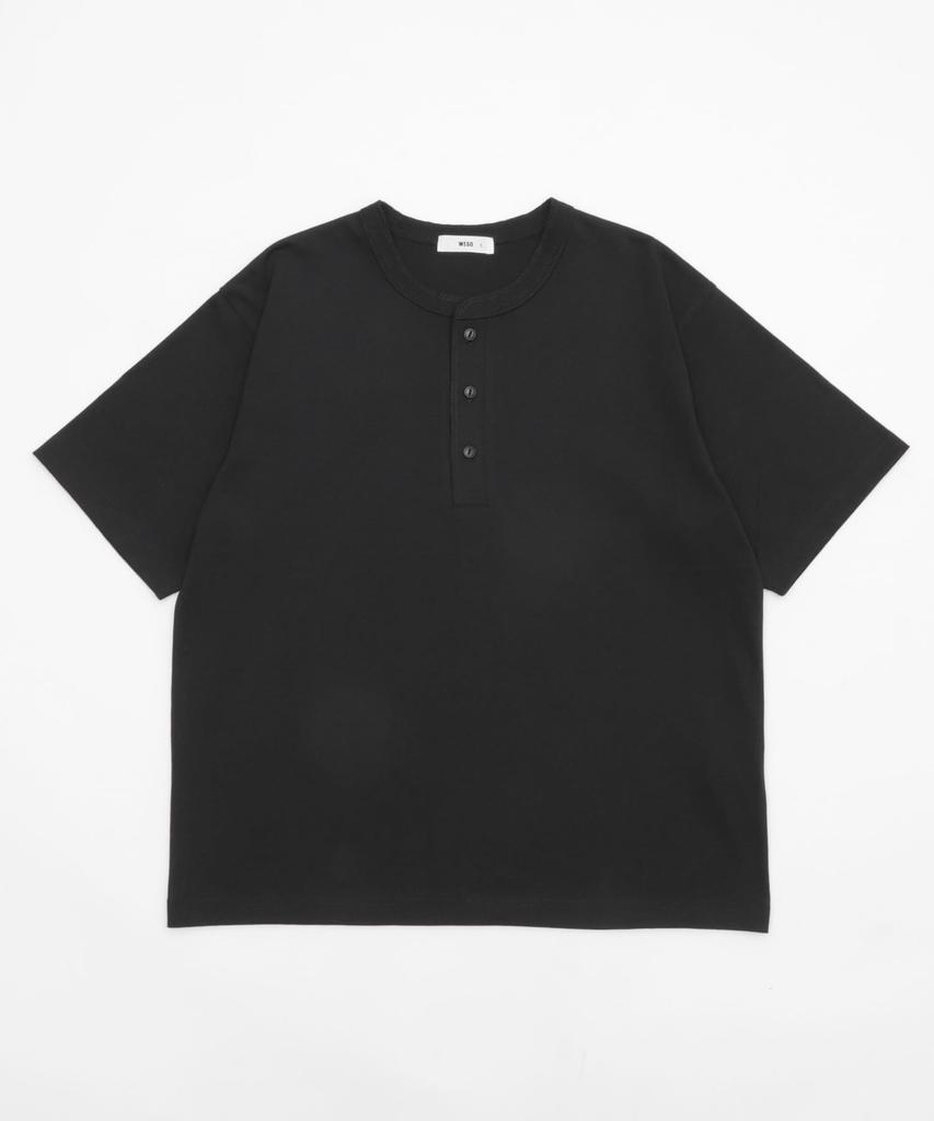 WEGO Relaxed Fit Henley Neck Short Sleeve Solid Summer Size Black Men's T-Shirt, Color, Clothing, Gift, L,