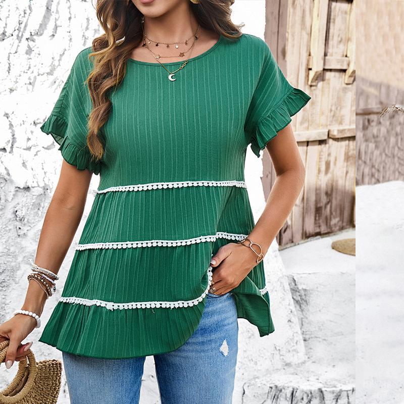 Women's T-shirt Casual Loose Short-sleeved Top Solid Color