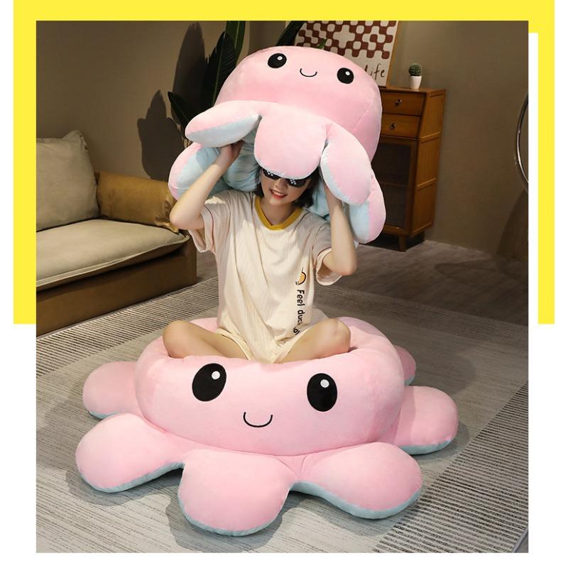 Peluche de Pulpo de Doble Cara Juguete de Peluche Pulpo Pequeño con Cara Reversible Muñeca Pulpo Reversible Chica