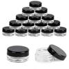 60-pack Small Plastic Jars With Black Lids, Labels Included, 3 Ml Each - RiRi