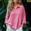 Autumn New Women's Casual Loose Fashionable Lapel Solid Color Door Tube Shirt