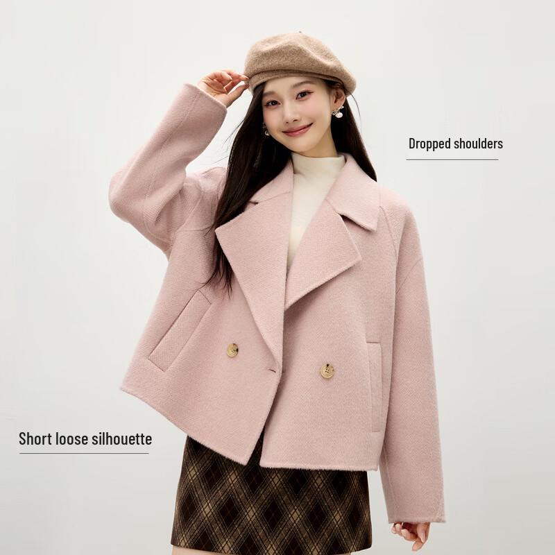 

Qiushui Yiren Women s Classic Alpaca Wool Blend Double-faced Coat M