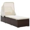 VidaXL Chaise Longue with Canopy and Cushion Wicker Resin Brown