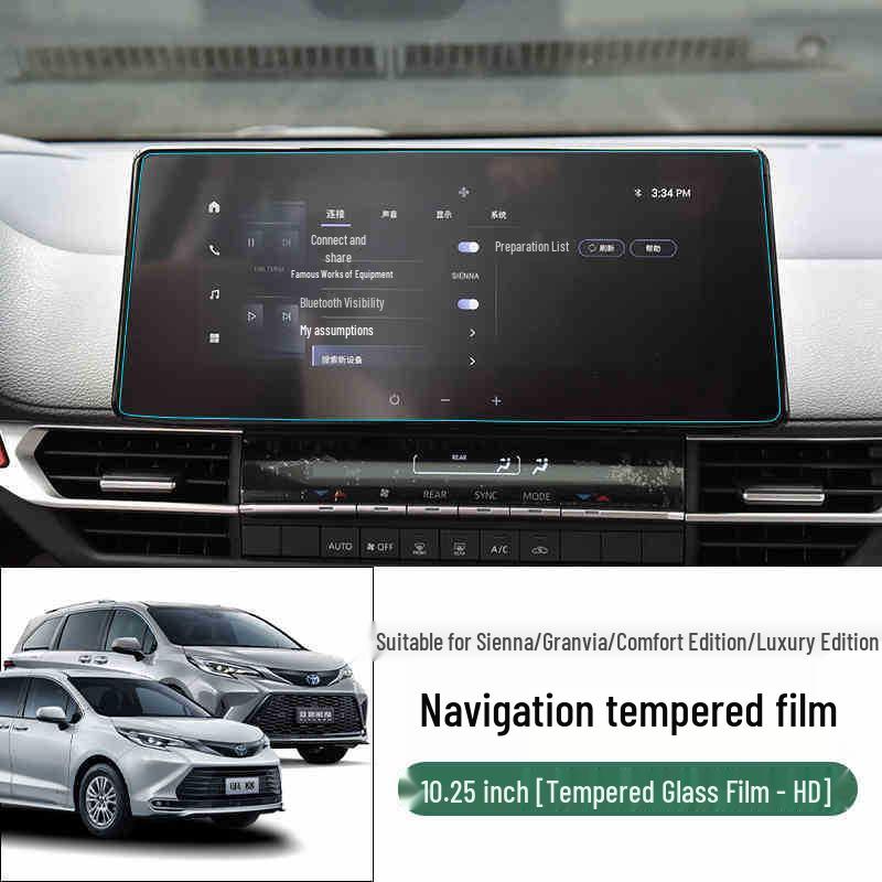 Tempered Protective Film for 24-Model Sienna: Fits Central Control Navigation Screen & Grevia Instrument Panel