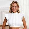 Women's Oktoberfest Crop Shirt Ruffled Sleeve Button Front Bavarian Style Traditional Blouse Lightweight Fabric Summer Top