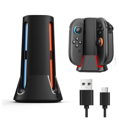 Carregador Compatível com Switch 2 para 4 Leves e para Acessórios de Jogo Switch Carregador, Joy-Con Joy-Cons Simultaneamente, Fino, Preto, Joy-Con