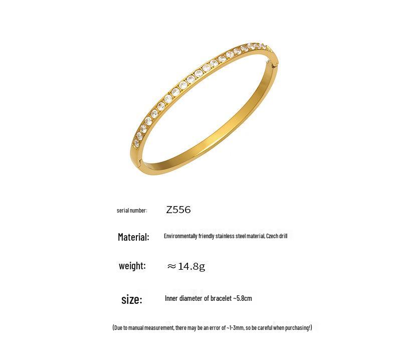 European Classic Zirconia Women's Bracelet: Stainless Steel Design with Rhinestones