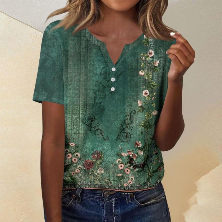 Women's Casual Floral Print Short Sleeve Fashion Top