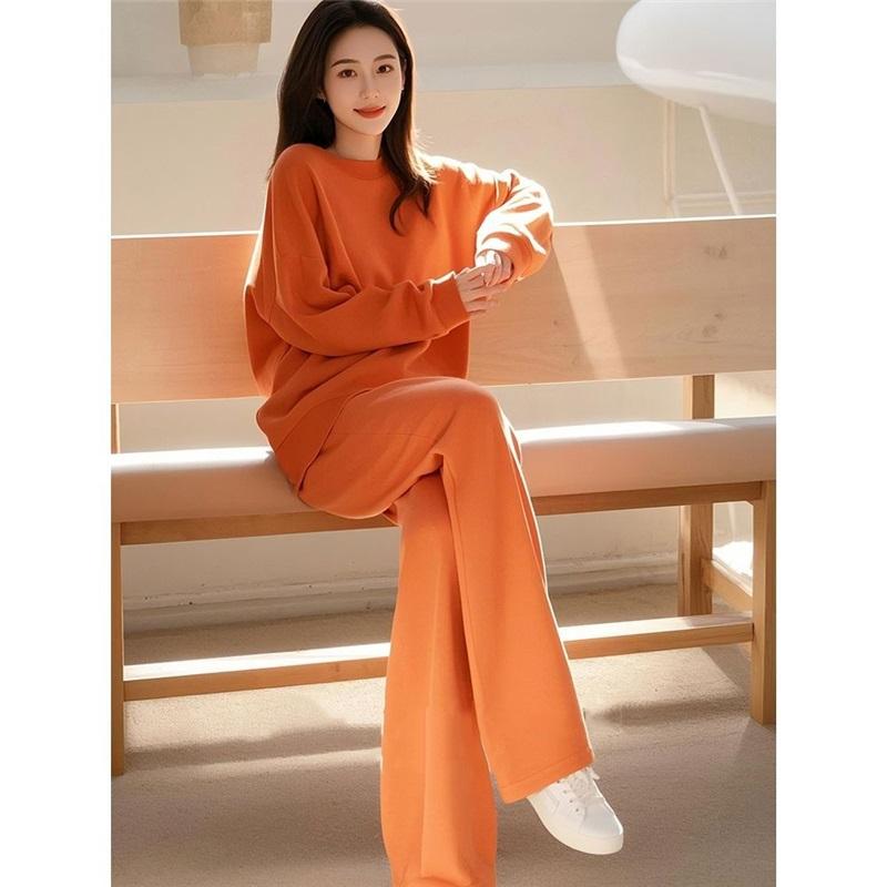 

2Pcs Outfit Loose SweatshirtWide Leg Pants Casual Loungewear XXXL