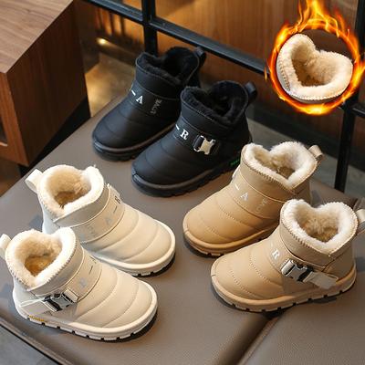 Autumn Winter Catwalk Kids Solid Color Warm Solid Color Round Toe Plus Velvet Children's Fashion and Comfortable Snow Boots
