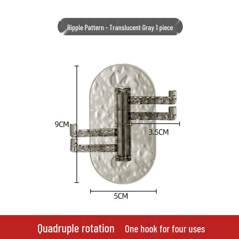 

Rotating Towel Rack: 4-Hook, No-Drill, Traceless Wall Storage Shelf for Bathrooms