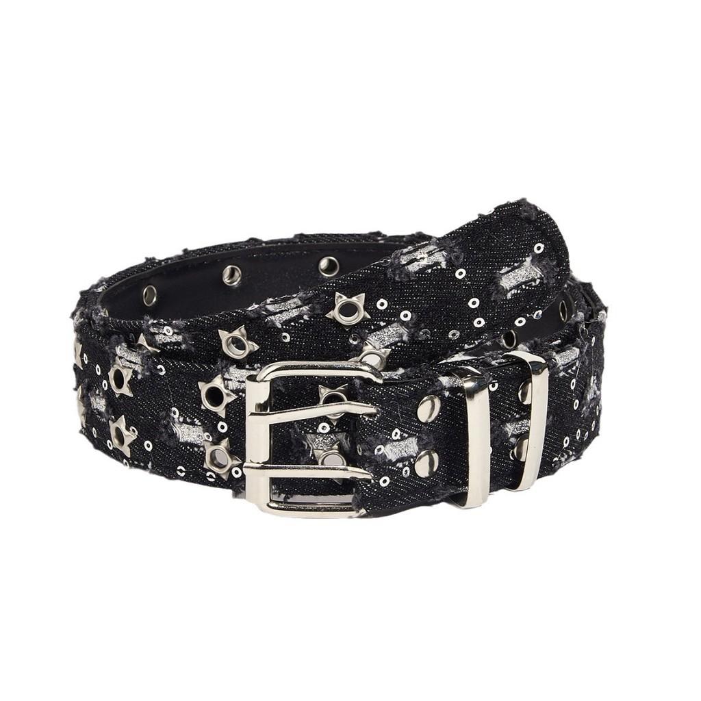 Punk Style Star Double Prong Belt For Denim Jeans Fashion Accessory For Women