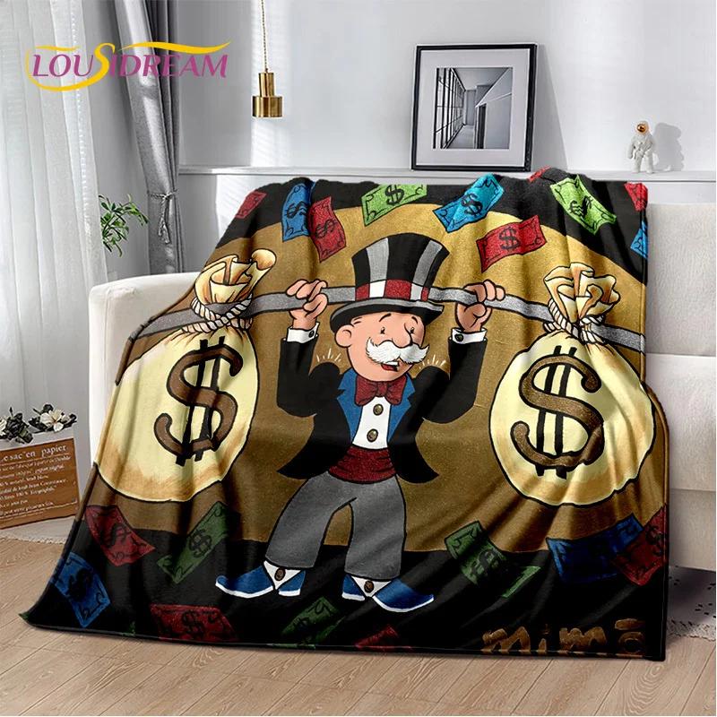 Games Dollar Monopoly Cartoon Money Soft Blankets,Keep Warm Throw Blanket Comfortable Blanket for Picnic Beds Sofa Home Bedroom