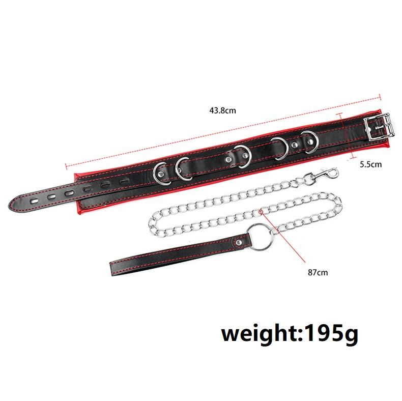 Thick Leather Collar Choker with Chain Bondage Gear Necklace Collar and Leash Set for Men and Women