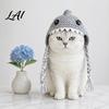 Crocheted Cat Hat Funny Shark Hat Pet with Braided Costume for Halloween Straps Soft Cute Knitted Cats Small Dogs Photography Props