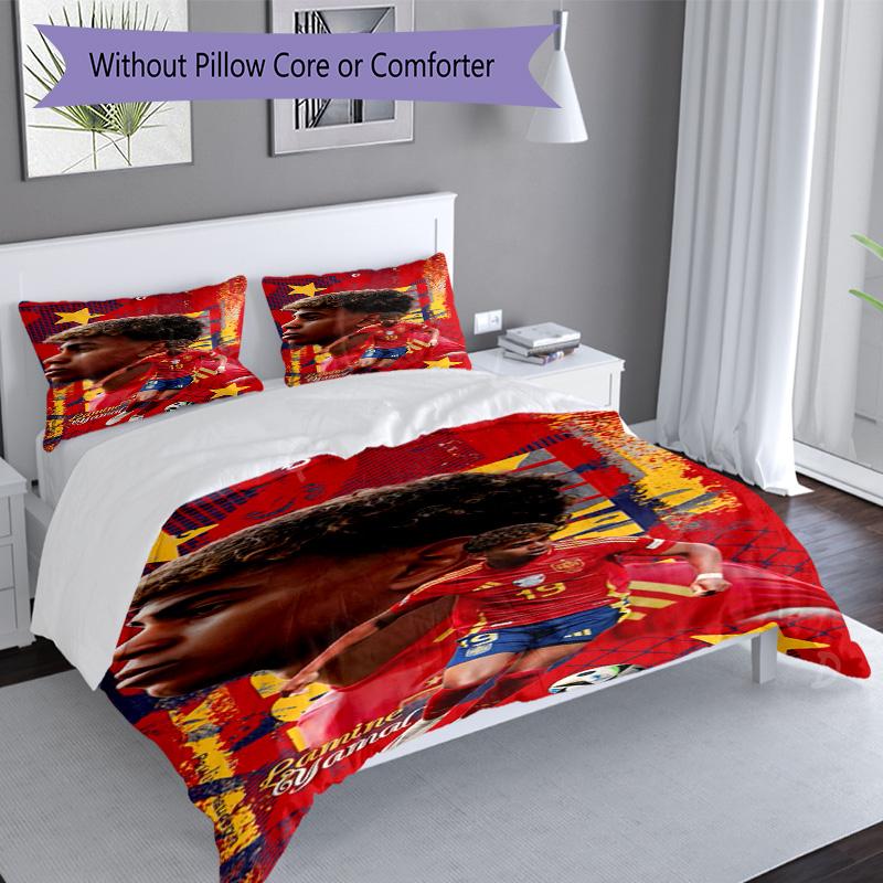 Lamine Yamal Spanish Football Player Bedding Set,Premium Bed Linen for Bedroom Home Decoration,Perfect Collectible Gift for Messi Fans,Easy Care Duvet