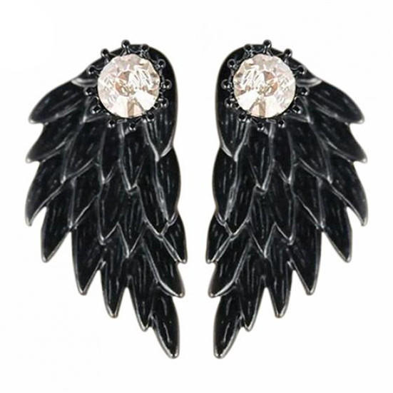 Aripi de înger pentru femei, cu incrustație de strasuri, din aliaj, pentru urechi, bijuterii de petrecere, cercei