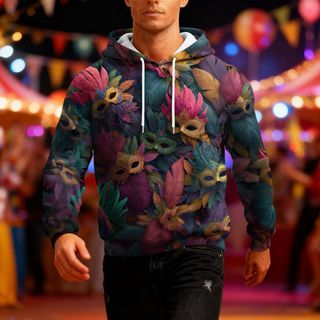 Men's Long-Sleeve Casual Hooded Sweatshirt