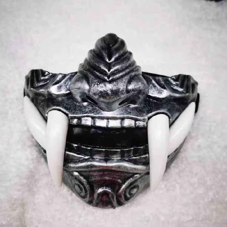 Airsoft Maske Halbe Gesichtsmaske Prajna Maske Japanischer Samurai Oni Dämon für Cosplay