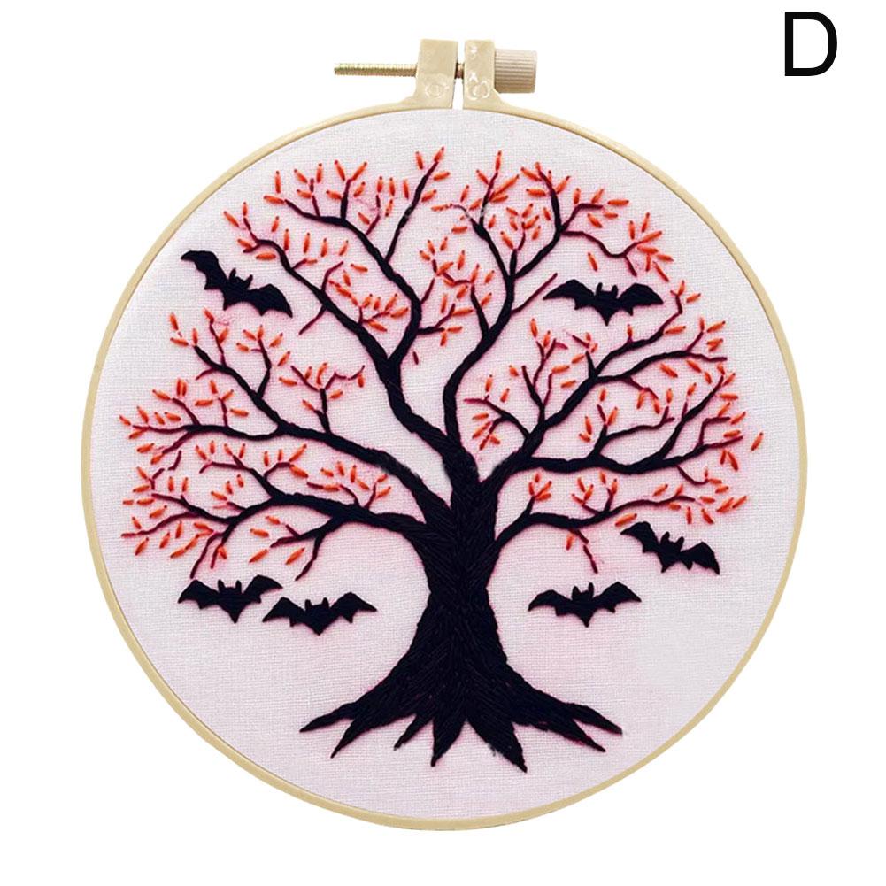 Набор для вышивания на Хэллоуин, практический набор с узором для вышивки для рукоделия, готический декор, паук, Хэл Y5N1 Pink Ghost Tree-1pcs