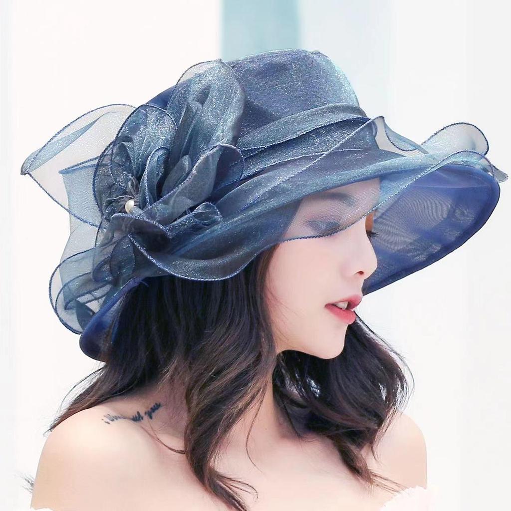 Cappello da sole retrò in organza a rete da donna - Ideale per l'estate, la spiaggia e le attività all'aperto
