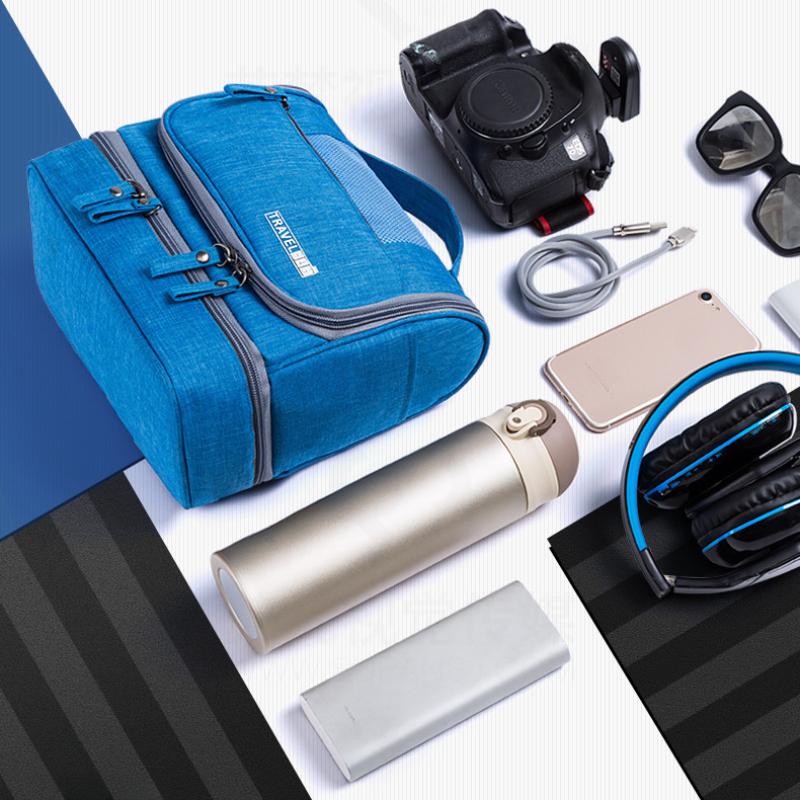 600D Oxford wasserdichte Kosmetiktasche für Frauen, tragbare Haken-Trocken-Nass-Trennung, Wasch-Aufbewahrungstasche, doppellagig, Outdoor-Männer, Reise-Organizer, Make-up-Tasche