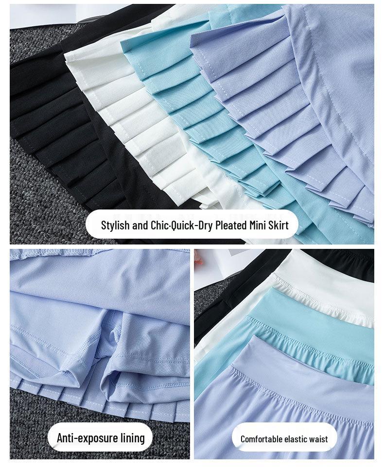 Women's Summer 2024 Quick-Dry Activewear Set for Running, Badminton, Tennis, Yoga - Skirt and Top in Petite Sizes