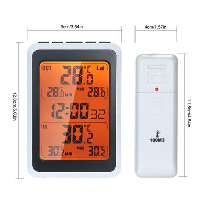 Indoor Outdoor Wireless Thermometer Digital Room Temperature Monitor Up To 328ft Away with Time