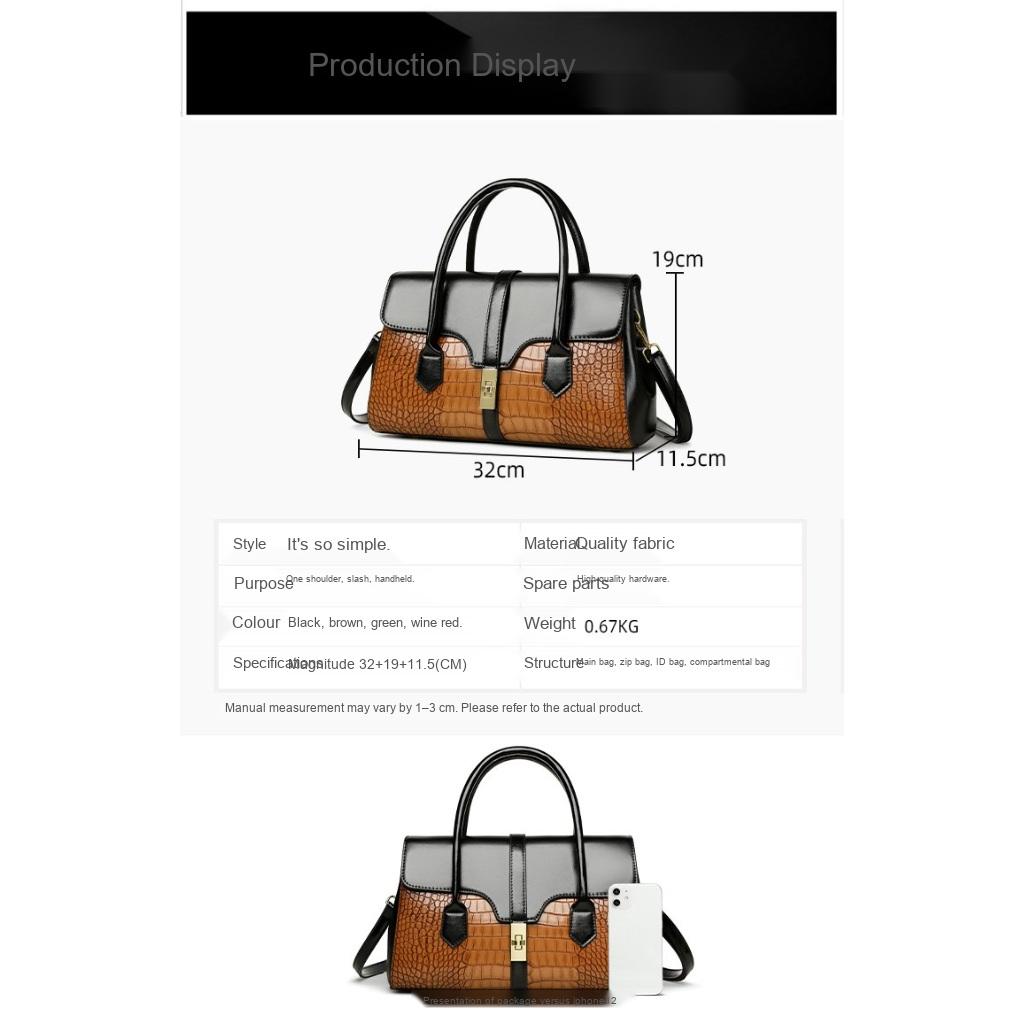 Handbag Women Faux leather Crocodile Pattern Adjustable Strap Daily Commute