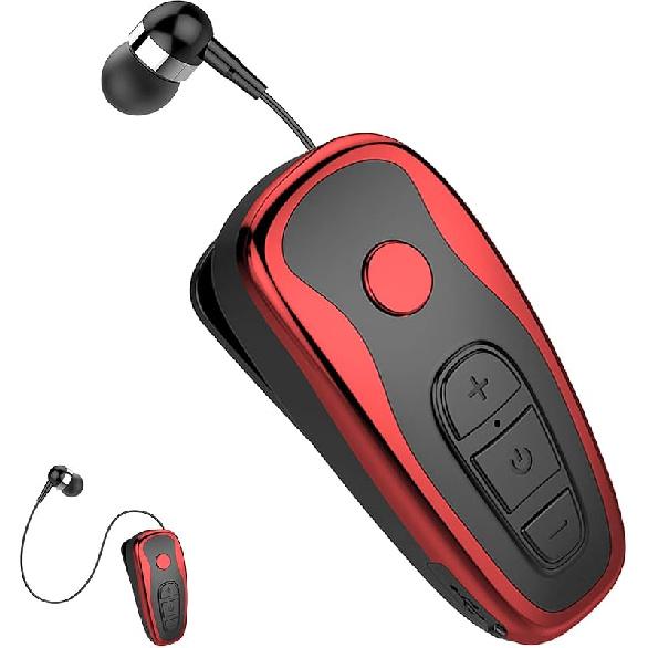 Retractable Wireless Headphone Headset Stereo Earphone lightweight V5.0 Noise Cancelling Mic Clip on Earpiece workout Sports running Business Trucker