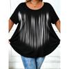 Creative Stripe Geometry 3D Printed Plus Size Short Sleeved T-shirt Fashionable Comfortable Soft Breathable Large Loose Women's Round Neck T-shirt