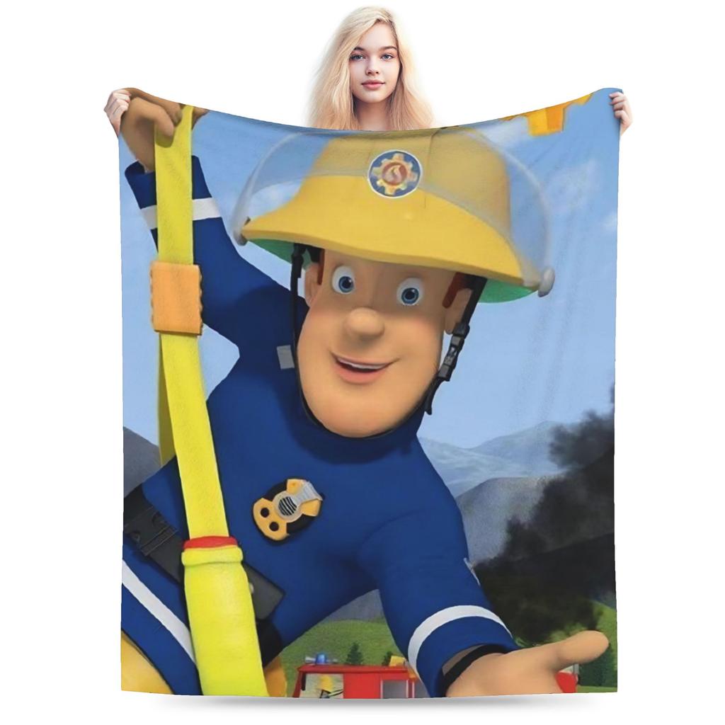 Fireman Sam Blankets Fleece Summer Air Conditioning Firefighters Cartoon Multifunction Throw Blankets for Sofa Travel Bedspread