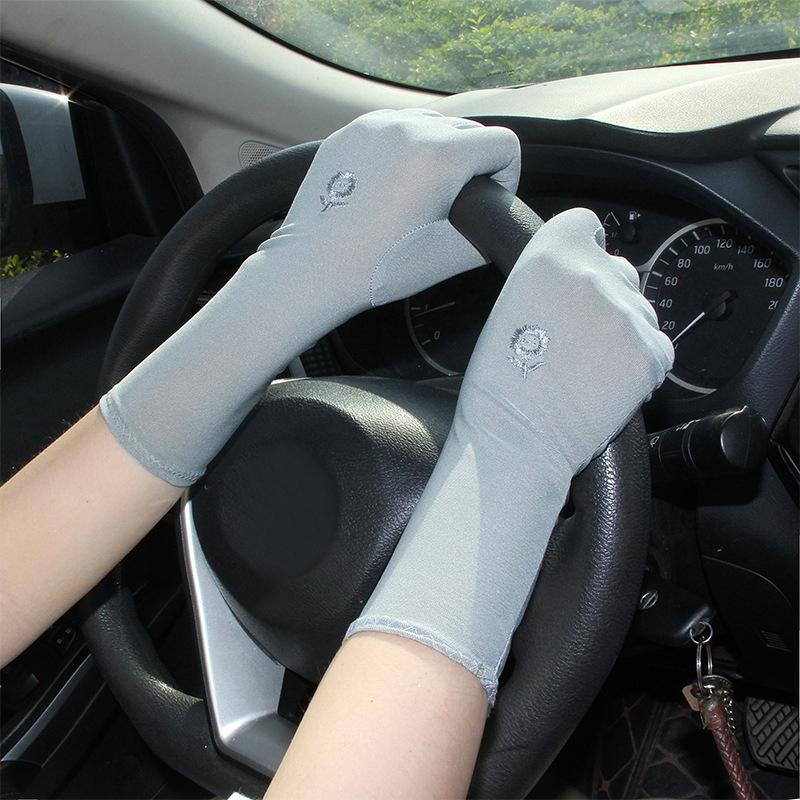 Summer Spring Women Mid-Long Sunscreen Gloves Stretch Anti Uv Slip Resistant Driving Glove Breathable Sun-Protective Sleeve