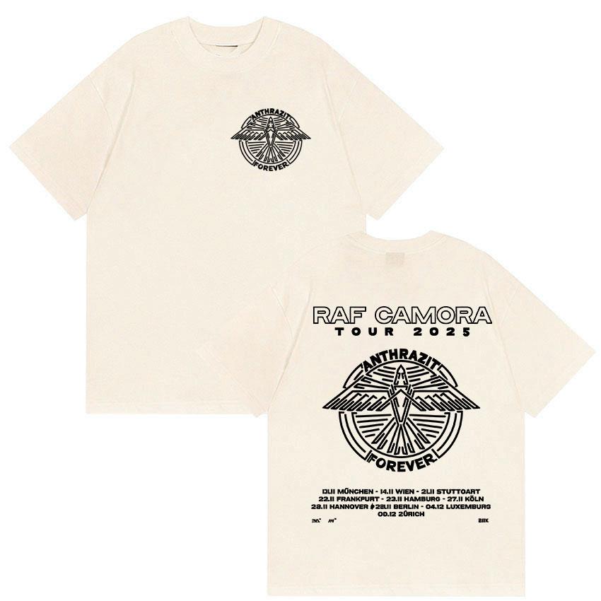 Rapper Raf Camora Tour 2025 Merch Pánské Hip Hopové Nadměrné Bavlněné Tričko Retro Styl Gotická Módní Tričko Streetwear