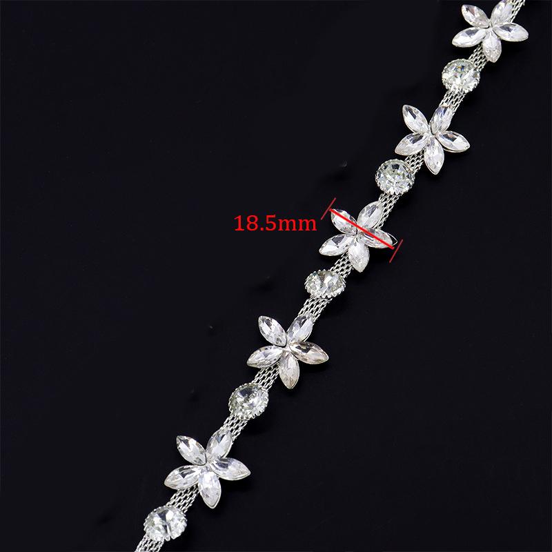 10Yards Rhinestone Trim Tassel Chain Flower Shape Diamond Crystal Clothing Party DIY Wedding Rhinestone Ribbon Gift Decoration
