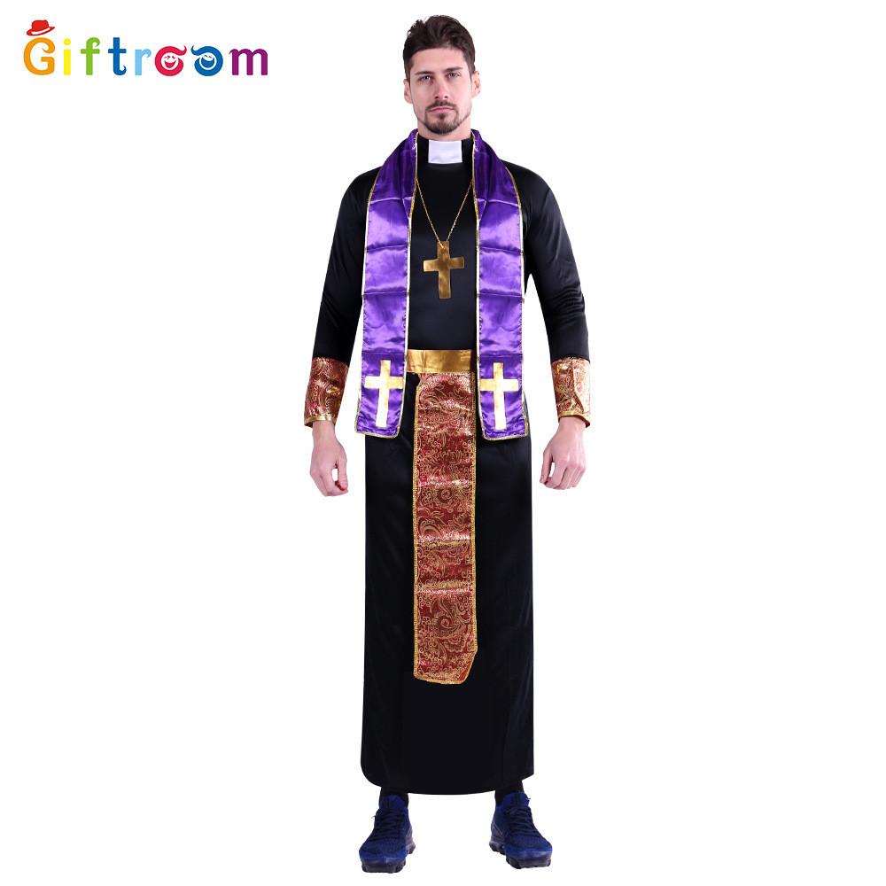 

Cosplay Halloween Impressive Priest Costume For Men Crafted From Durable Fabric Polyester