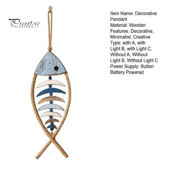 Wooden Decorative Pendant Fish Wall Hanging With/Without LED Light, Nautical Decor, Coastal Theme Fishbone Durable Fine Craftsmanship Decor