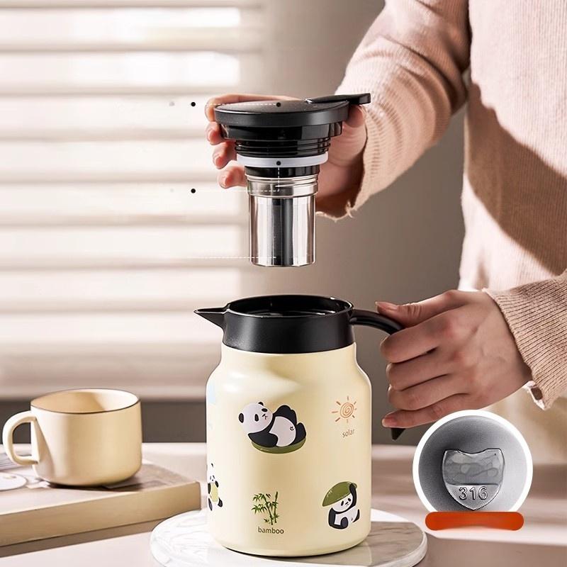 GIANXI Panda Insulated Teapot Large Capacity Warm Water Bottle For Household Use Hot Water Bottle Tea Making Steaming Tea Pot