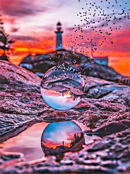 5D Diamond Painting New Arrivals Seaside Bubble Home Decor Full Square Round Embroidery Mosaic Beach Landscape Wall Art