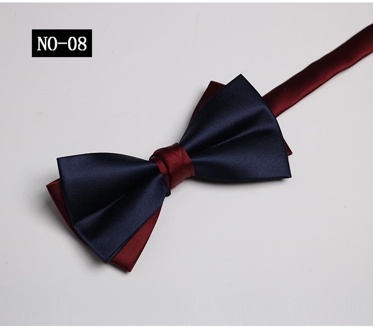 Solid Color Bow Tie Men, Two-Color Color Matching Polyester Black Burgundy Suit Banquet Best Man Bow