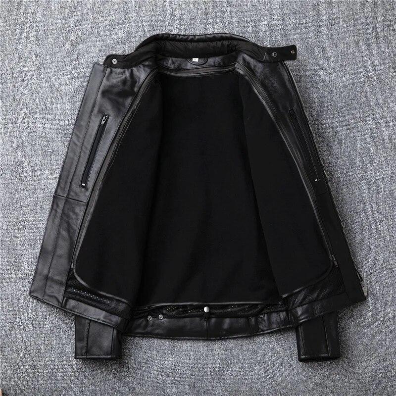 Genuine 100% Leather S for Men Real Top Layer Cowhide Man Autumn Winter Plus Size Men's Motorcycle Jacket