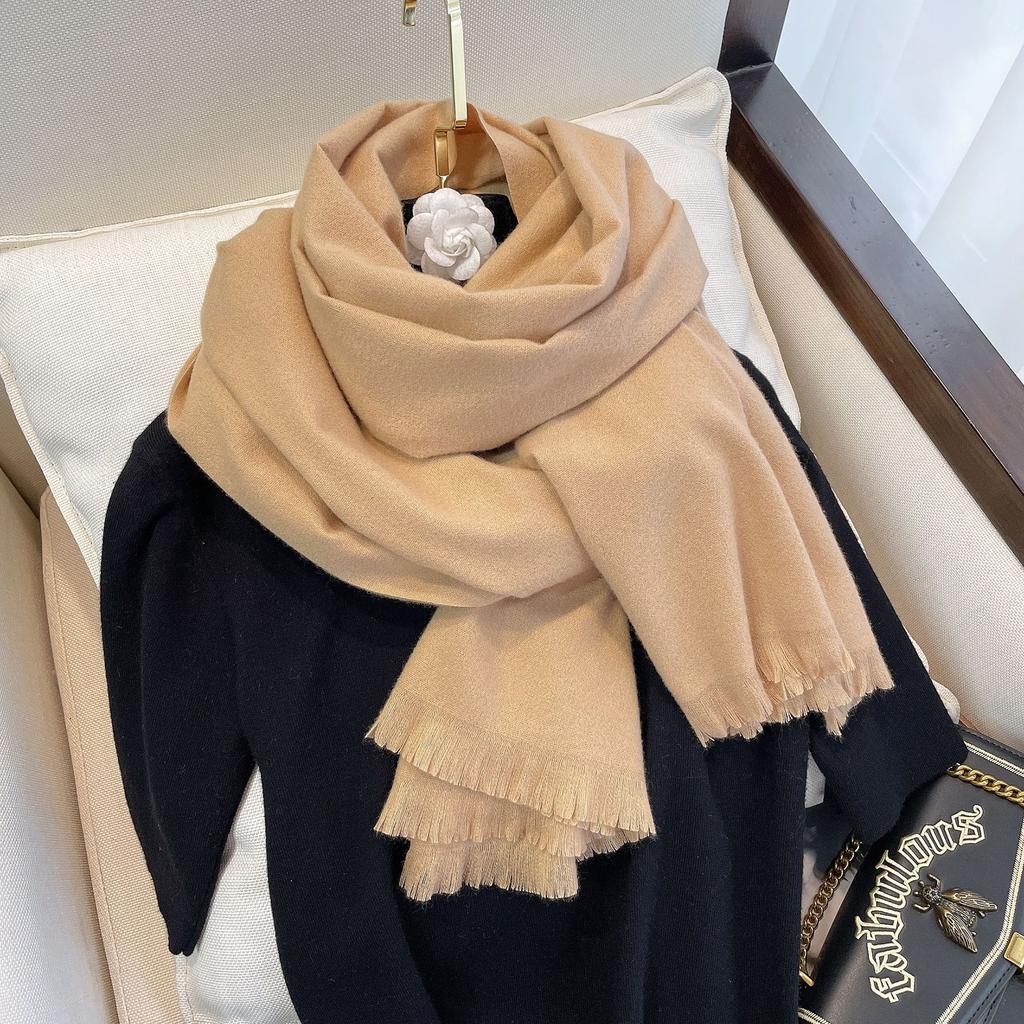 New Autumn And Winter Classic Solid Color Warm Scarf For Women, Fashionable Imitation Cashmere, Thickened Student Scarf, Dual-Use Shawl