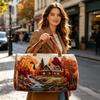 Reise-Duffelbag mit Stickerei einer Landschaftsszene, große Kapazität, multifunktional, Sporttasche mit doppelten Griffen und Reißverschluss