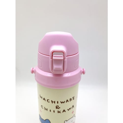 OSK Direct Drink Stainless Steel Water Bottle, 800ml, Chiikawa Design, with Strap and Lock, One-Push Lock, Keeps Cold, Direct Drinking, Cute Design, S