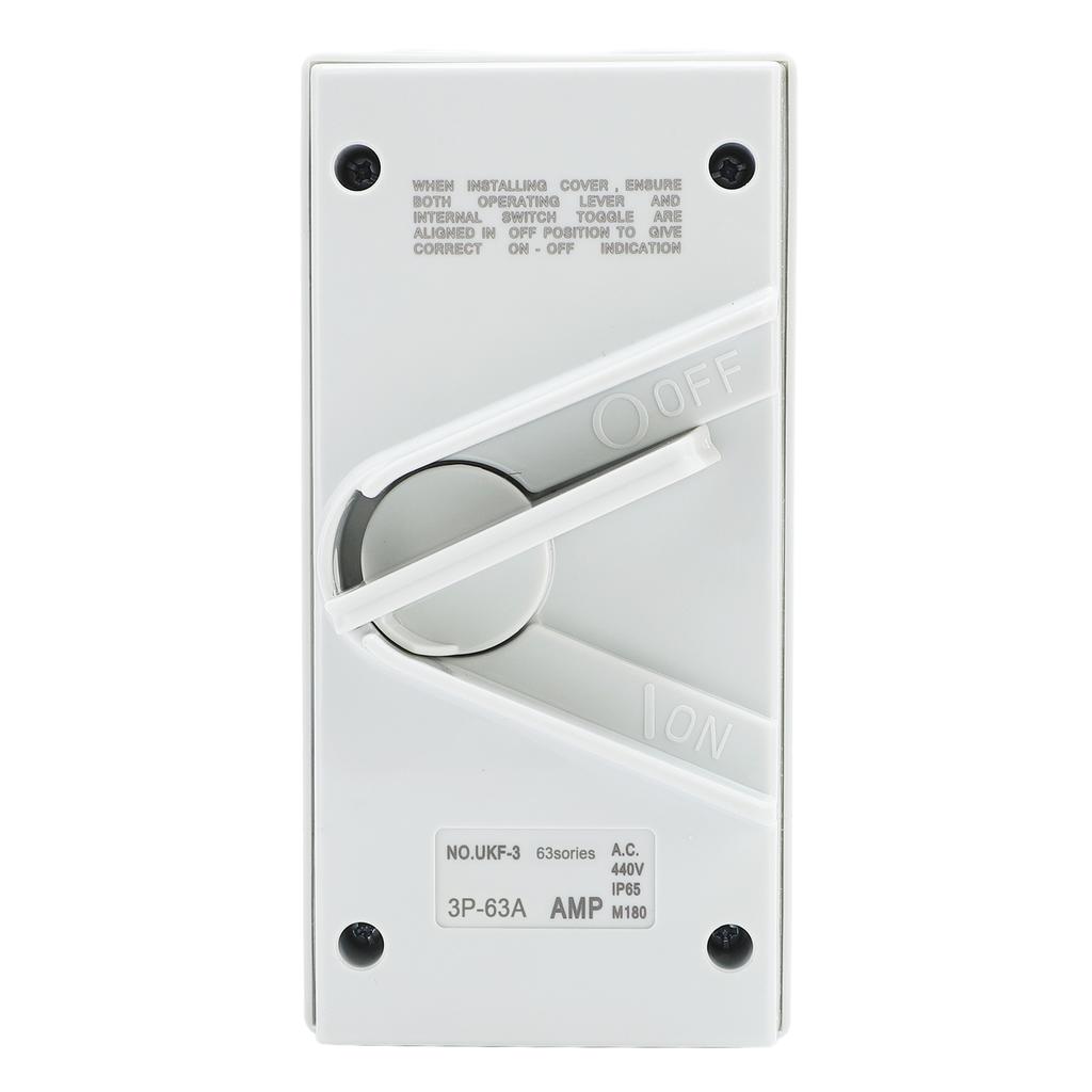 Enclosed Motor Disconnect 63A 440V 3 Pole, Isolation , IP65 Water Proof, Silver Contacts, for Industrial, Airports, Docks, Shippin