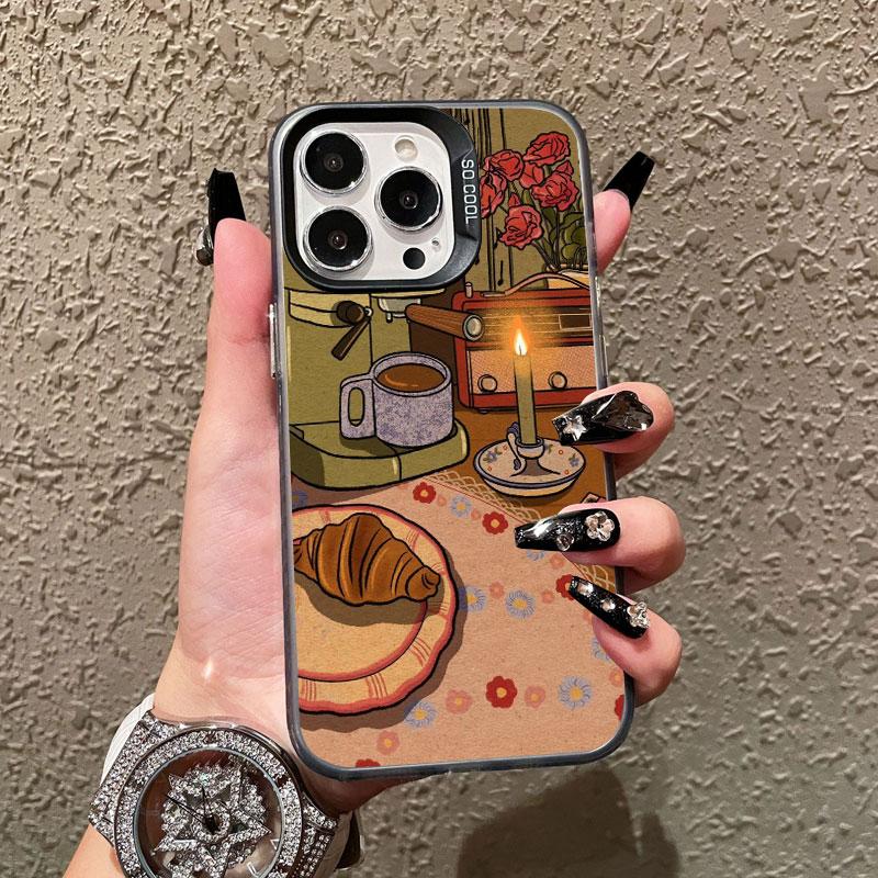 Vintage Sleepy Cat & Home Furnishings Artistic Laser Phone Case For iPhone 11 12 13 Mini Pro Max 17 16 15 14 Pro Max Plus Covers
